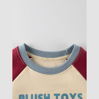 MyKids-USA® Kids Girls Cartoon Print Crew Neck Long Sleeves Color Patchwork Top Sweatshirt