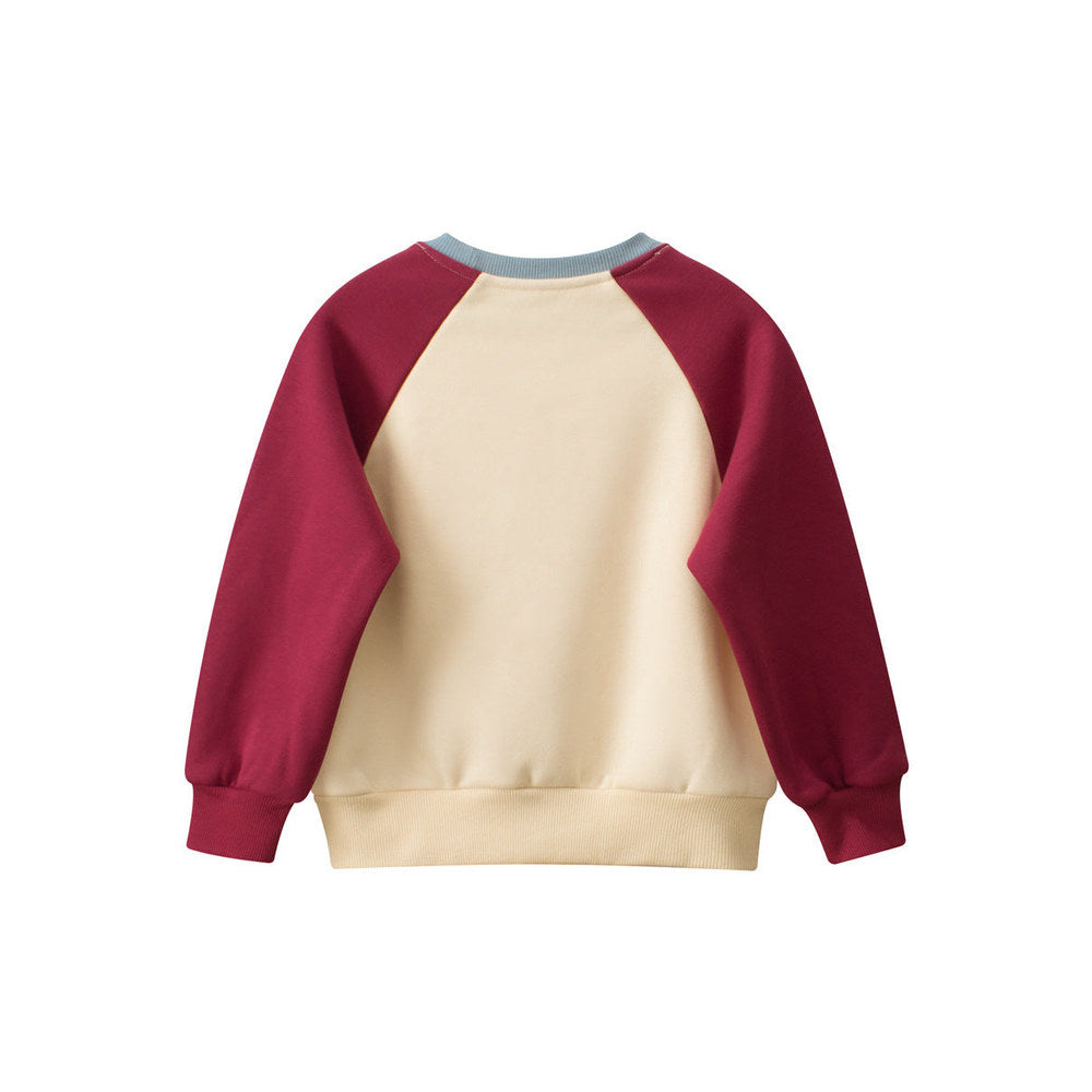 MyKids-USA® Kids Girls Cartoon Print Crew Neck Long Sleeves Color Patchwork Top Sweatshirt