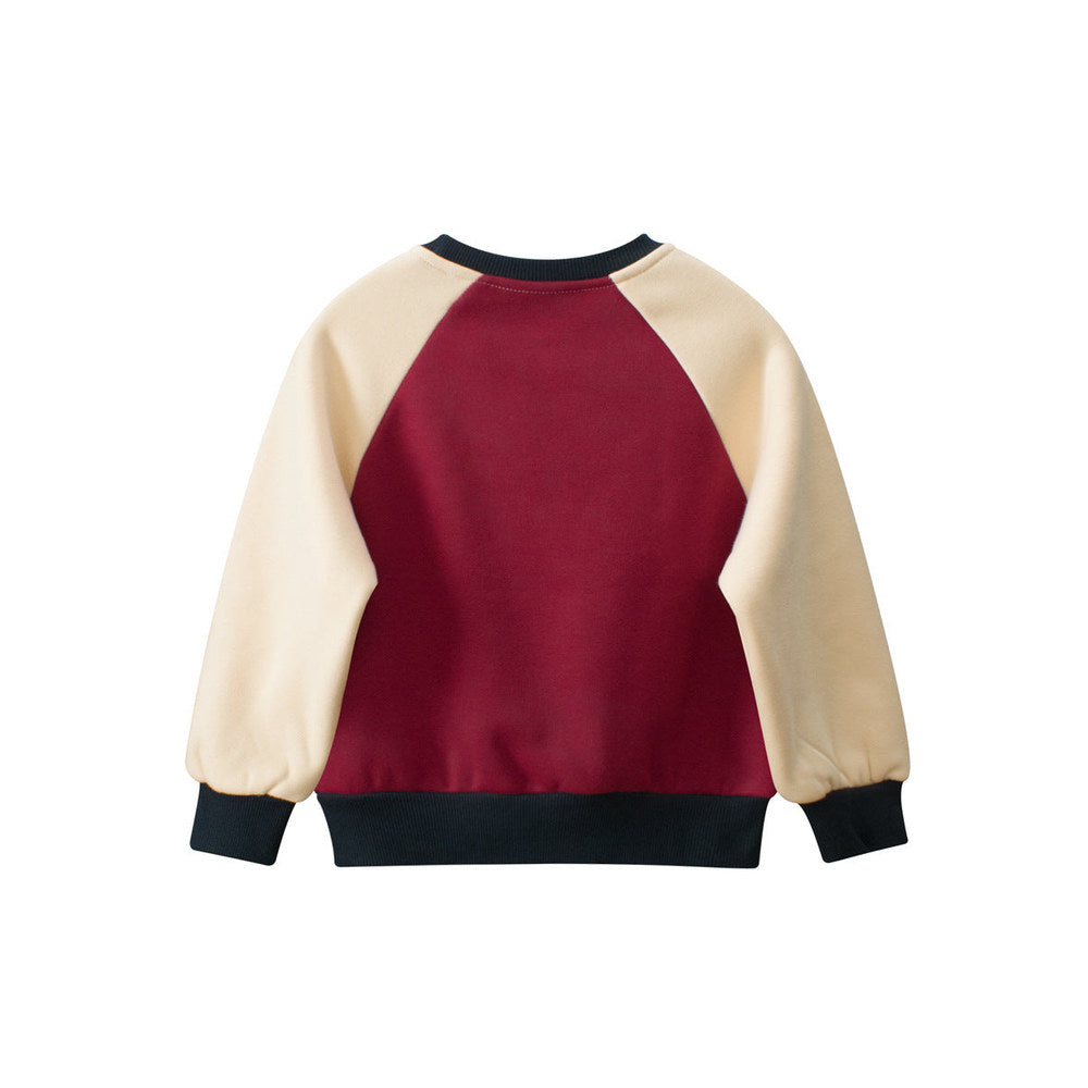 MyKids-USA® Kids Girls Cartoon Print Crew Neck Long Sleeves Color Patchwork Top Sweatshirt
