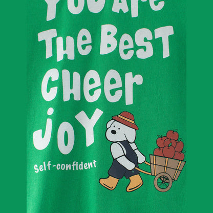 MyKids-USA® Kids Girls Cartoon Print Crew Neck Striped Long Sleeves Color Patchwork Top