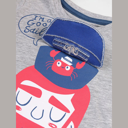 MyKids-USA® Baby Kids Sailor Cartoon Print T-shirt and Shorts Clothing Set for Boys