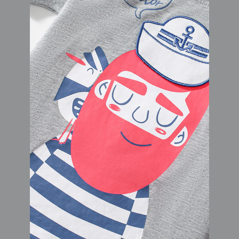 MyKids-USA® Baby Kids Sailor Cartoon Print T-shirt and Shorts Clothing Set for Boys
