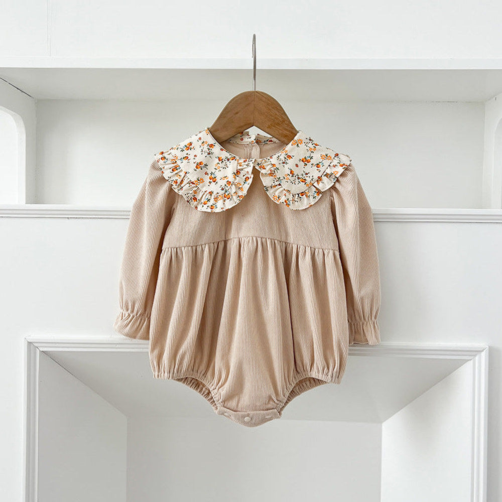MyKids-USA® Baby Girls French-style Floral Collar Long-sleeved bodysuit or Dress – Princess Sister Matching
