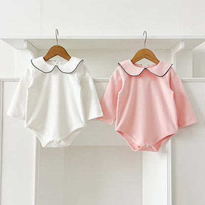MyKids-USA® Baby Girls Long Sleeves Peter Pan Collar Simple bodysuit