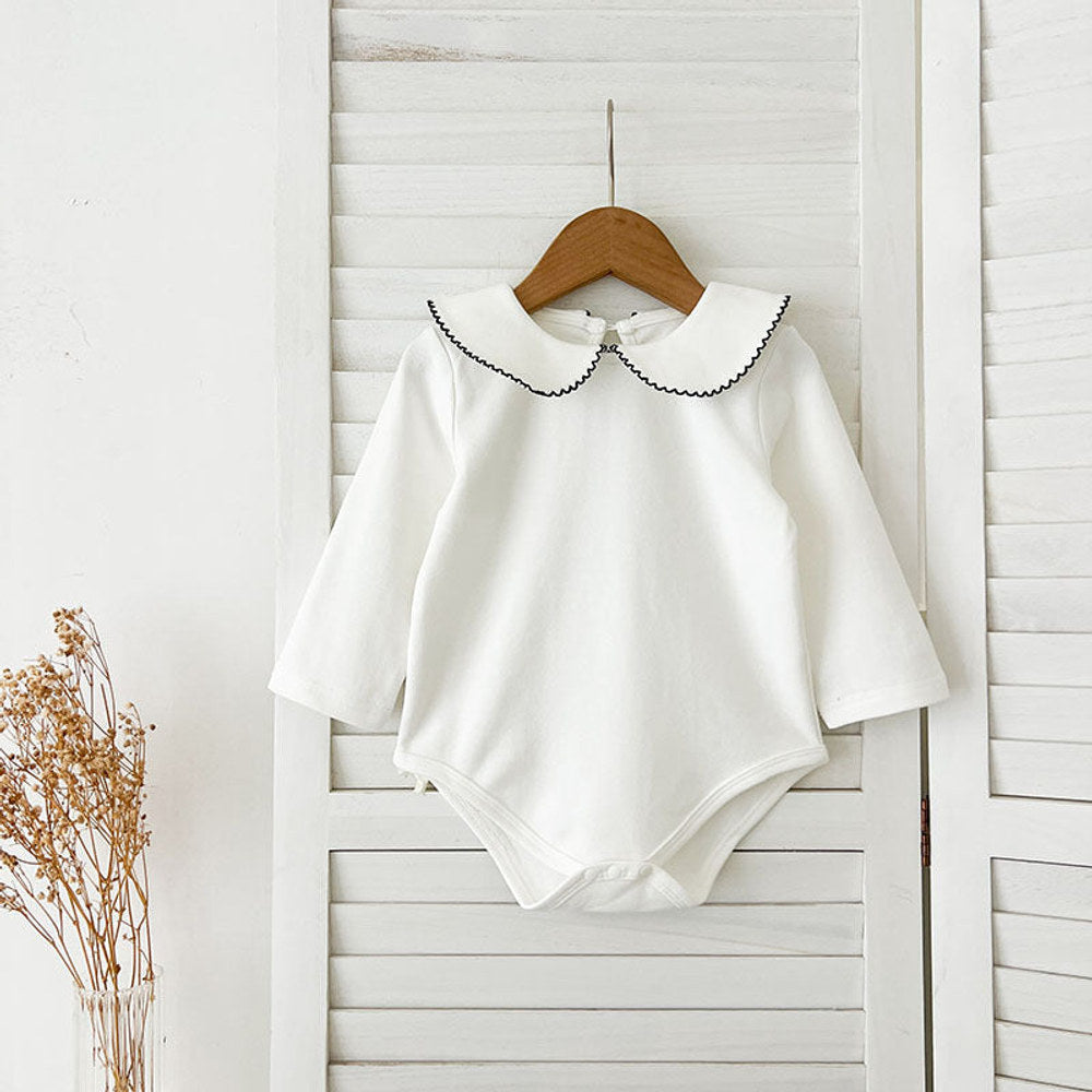 MyKids-USA® Baby Girls Long Sleeves Peter Pan Collar Simple bodysuit