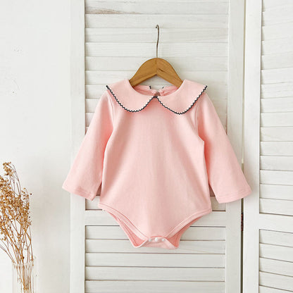 MyKids-USA® Baby Girls Long Sleeves Peter Pan Collar Simple bodysuit