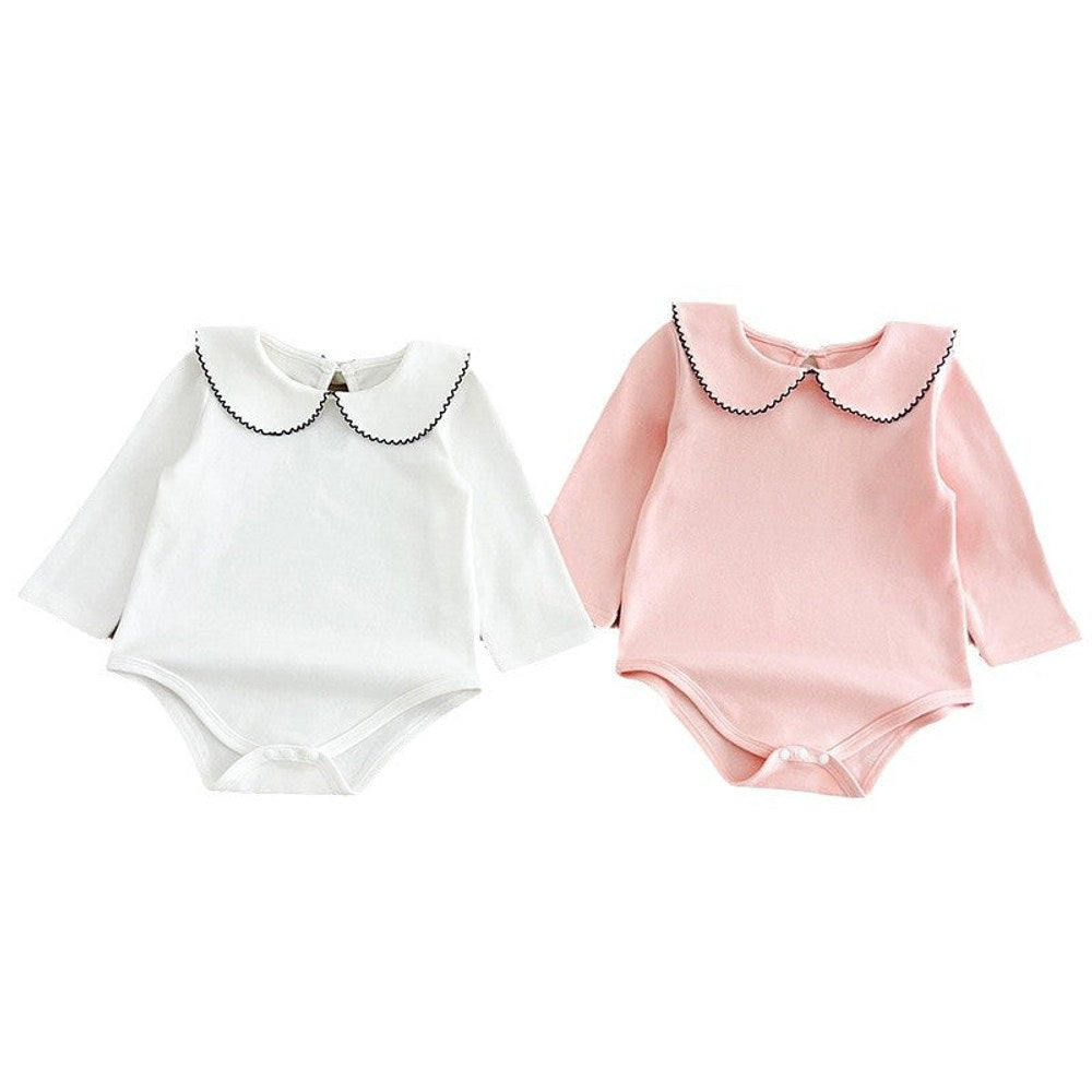 MyKids-USA® Baby Girls Long Sleeves Peter Pan Collar Simple bodysuit