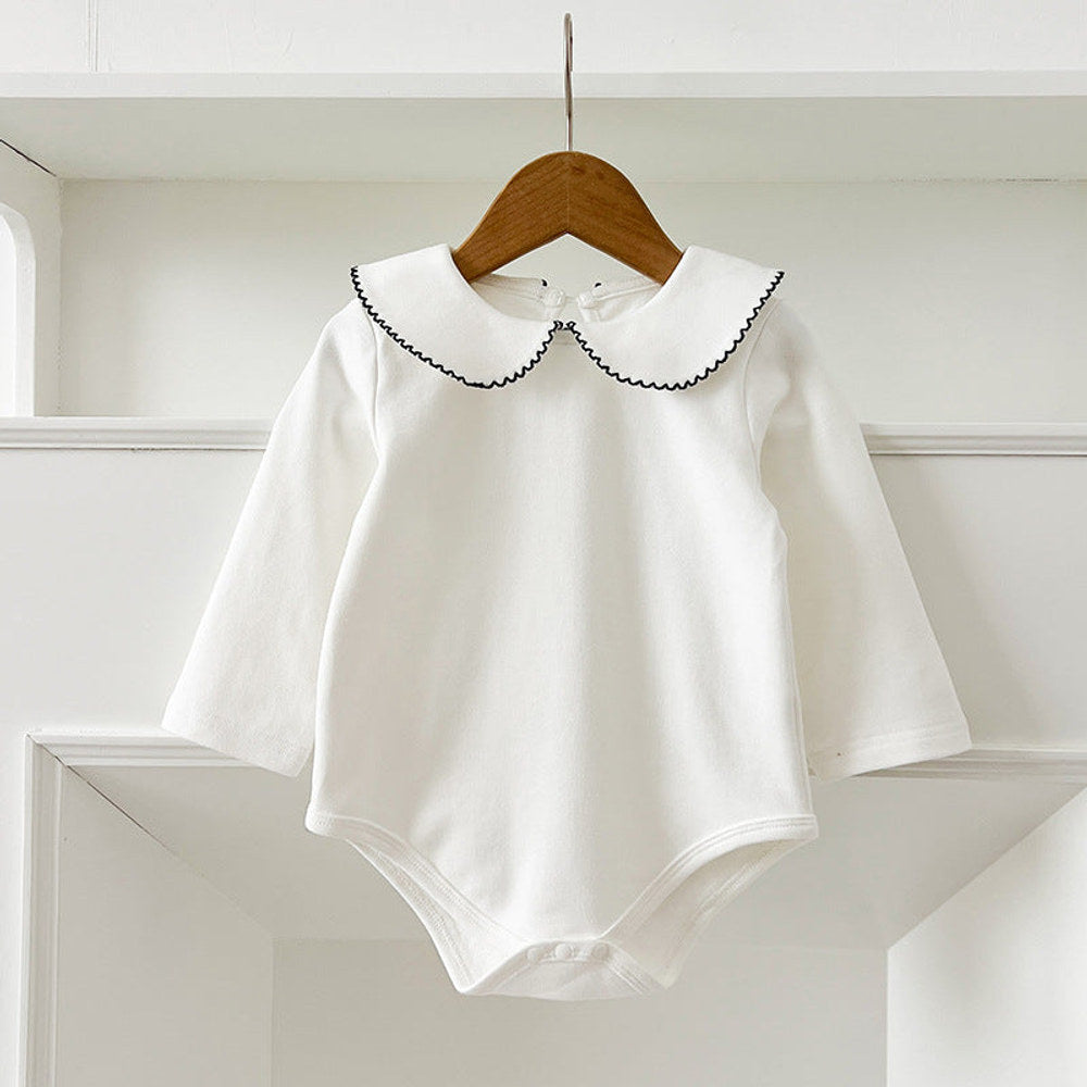 MyKids-USA® Baby Girls Long Sleeves Peter Pan Collar Simple bodysuit