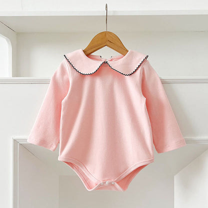 MyKids-USA® Baby Girls Long Sleeves Peter Pan Collar Simple bodysuit