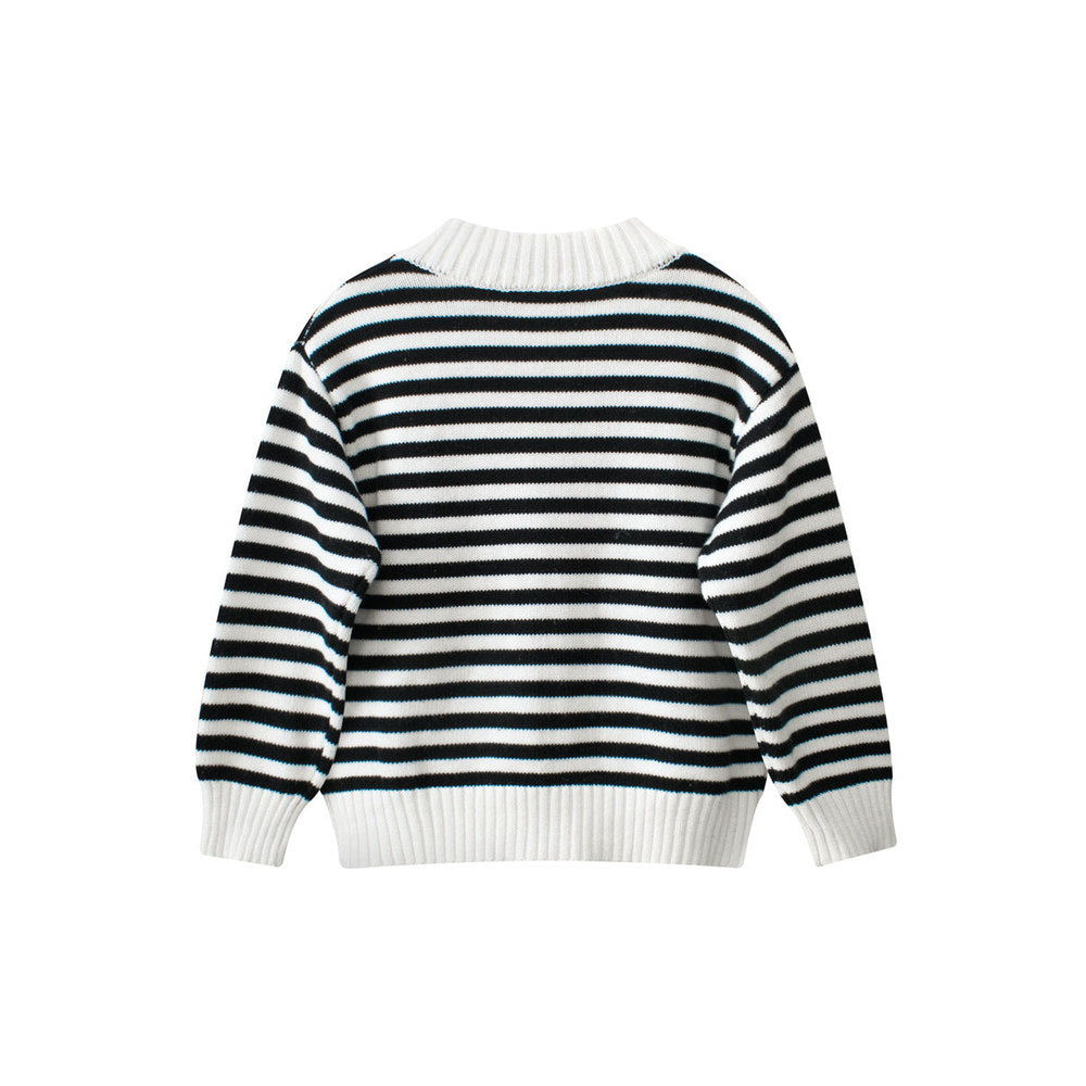 MyKids-USA® European and American Style Boys’ Outerwear: Striped Long Sleeves Single Breasted Knitted Coat for Children