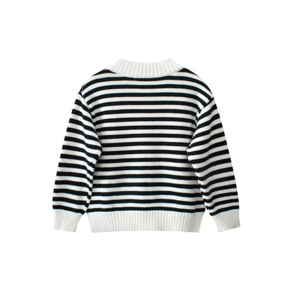 MyKids-USA® European and American Style Boys’ Outerwear: Striped Long Sleeves Single Breasted Knitted Coat for Children