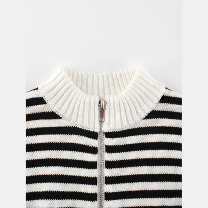 MyKids-USA® European and American Style Boys’ Outerwear: Striped Long Sleeves Single Breasted Knitted Coat for Children
