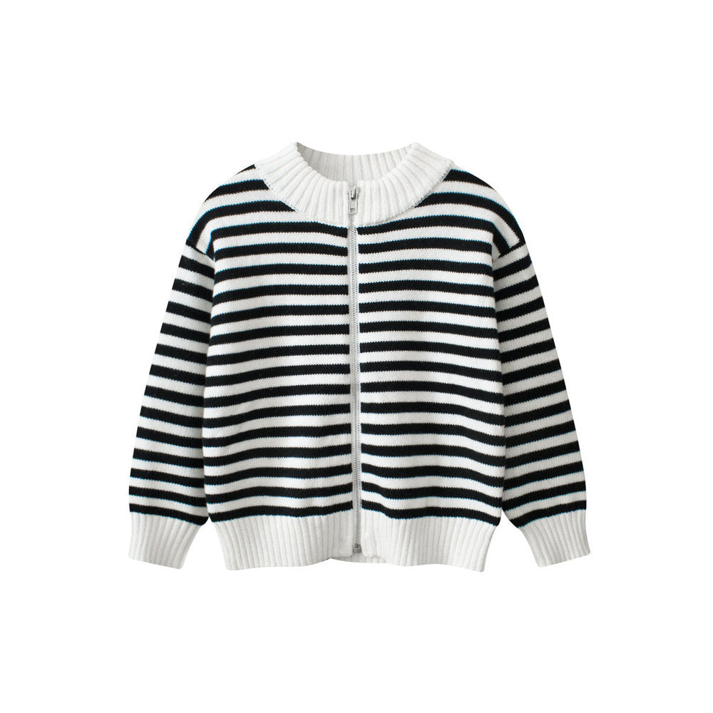 MyKids-USA® European and American Style Boys’ Outerwear: Striped Long Sleeves Single Breasted Knitted Coat for Children