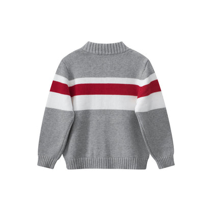MyKids-USA® European and American Style Boys’ Outerwear: Striped Long Sleeves Single Breasted Knitted Coat for Children