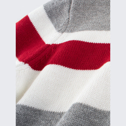 MyKids-USA® European and American Style Boys’ Outerwear: Striped Long Sleeves Single Breasted Knitted Coat for Children