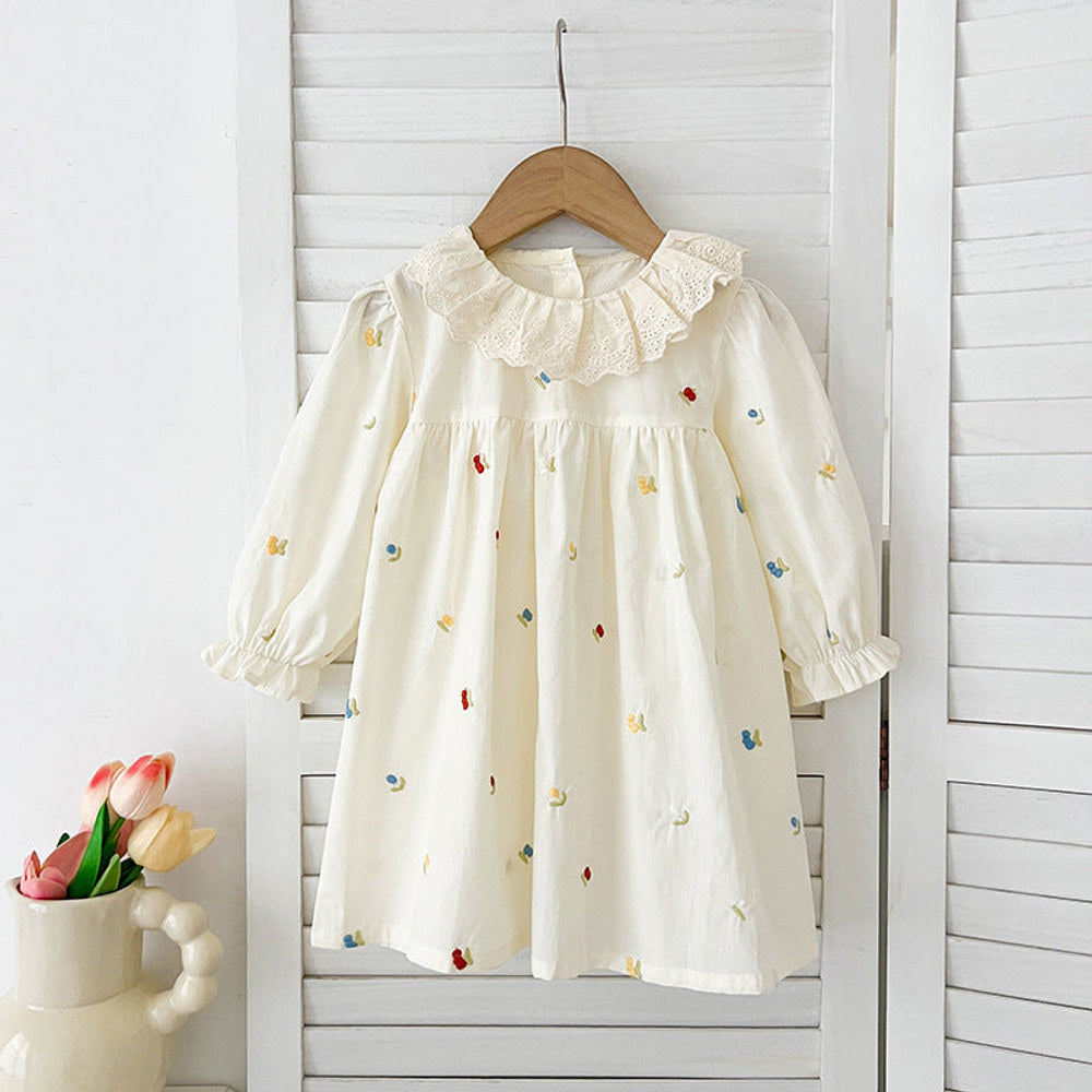 MyKids-USA® Baby Girls Floral and Fruits Embroidery Pattern Long-sleeved bodysuit or Dress – Princess Sister Matching