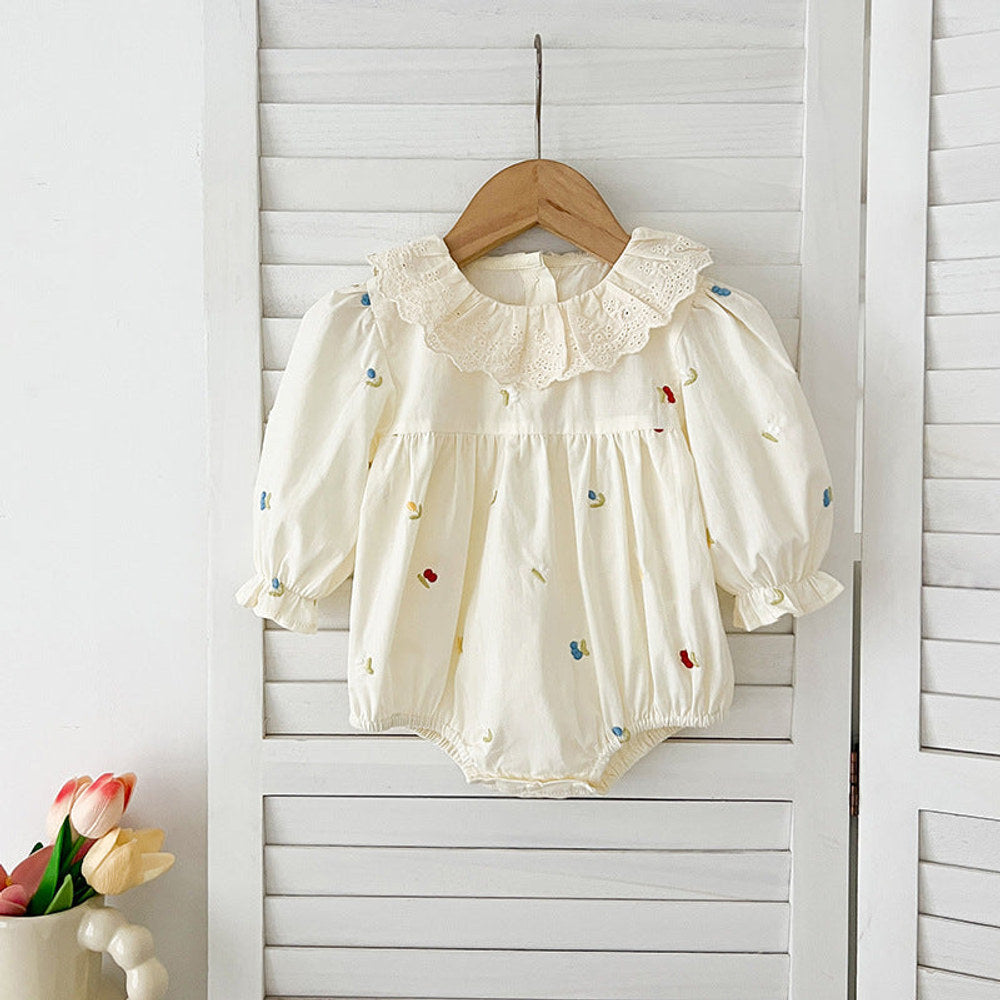 MyKids-USA® Baby Girls Floral and Fruits Embroidery Pattern Long-sleeved bodysuit or Dress – Princess Sister Matching