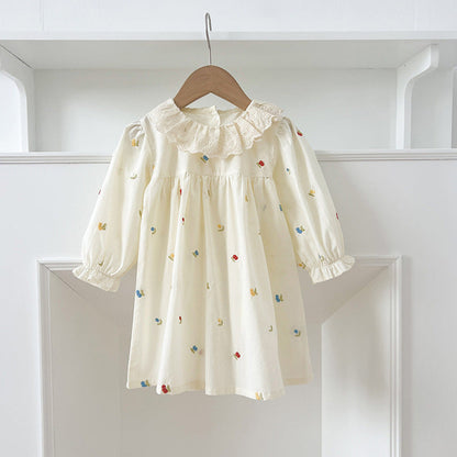 MyKids-USA® Baby Girls Floral and Fruits Embroidery Pattern Long-sleeved bodysuit or Dress – Princess Sister Matching