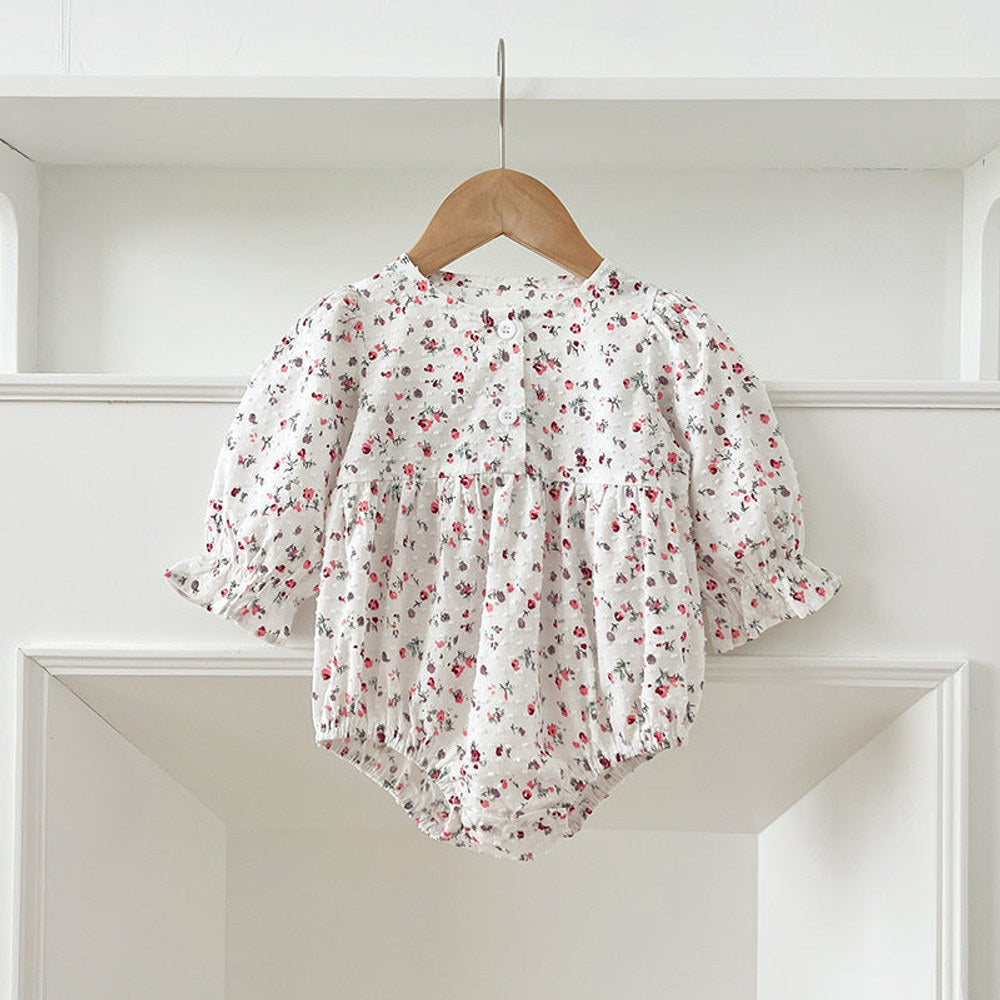 MyKids-USA® Baby Girls French-style Floral Print Long-sleeved bodysuit or Dress – Princess Sister Matching