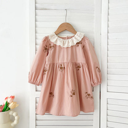 MyKids-USA® Baby Girls Floral Embroidery Pattern Long-sleeved bodysuit and Dress – Princess Sister Matching Set