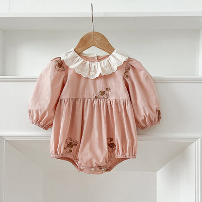 MyKids-USA® Baby Girls Floral Embroidery Pattern Long-sleeved bodysuit and Dress – Princess Sister Matching Set