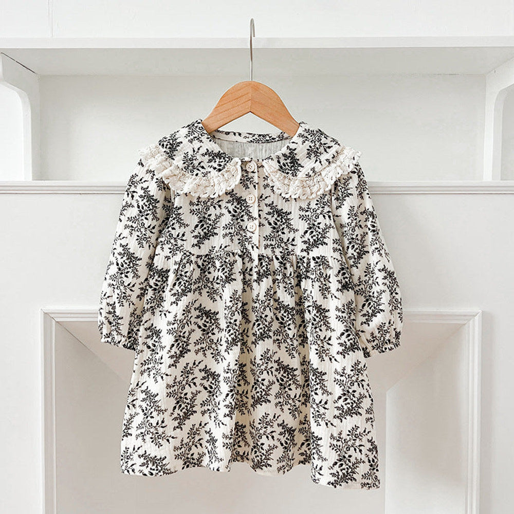 MyKids-USA® Baby Girls French-style Floral Print Long-sleeved bodysuit or Dress – Princess Sister Matching