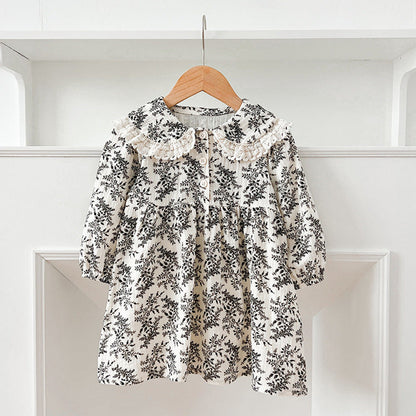 MyKids-USA® Baby Girls French-style Floral Print Long-sleeved bodysuit or Dress – Princess Sister Matching
