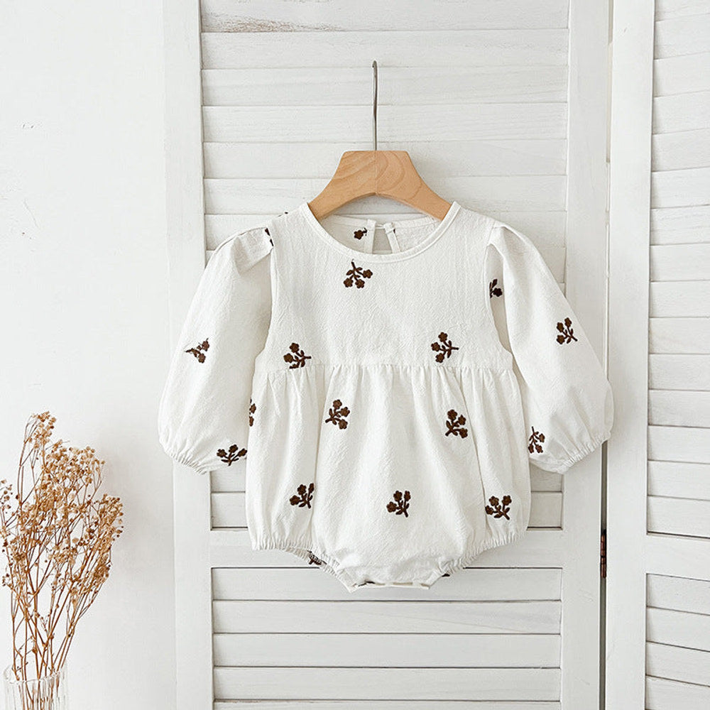 MyKids-USA® Baby Girls Floral Embroidery Pattern Long-sleeved bodysuit or Dress – Princess Sister Matching