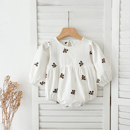 MyKids-USA® Baby Girls Floral Embroidery Pattern Long-sleeved bodysuit or Dress – Princess Sister Matching