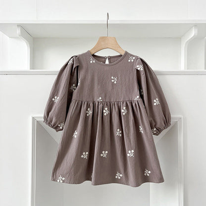 MyKids-USA® Baby Girls Floral Embroidery Pattern Long-sleeved bodysuit or Dress – Princess Sister Matching