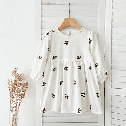 MyKids-USA® Baby Girls Floral Embroidery Pattern Long-sleeved bodysuit or Dress – Princess Sister Matching