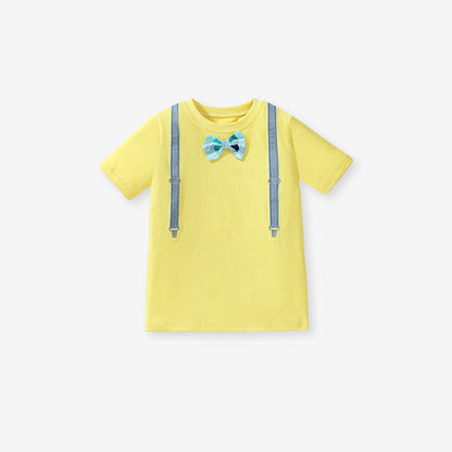 MyKids-USA® Kids’ Strap Cartoon Pattern Short Sleeves T-shirt in European and American Style