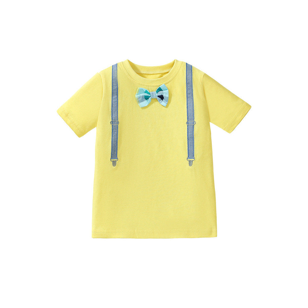 MyKids-USA® Kids’ Strap Cartoon Pattern Short Sleeves T-shirt in European and American Style