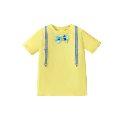 MyKids-USA® Kids’ Strap Cartoon Pattern Short Sleeves T-shirt in European and American Style