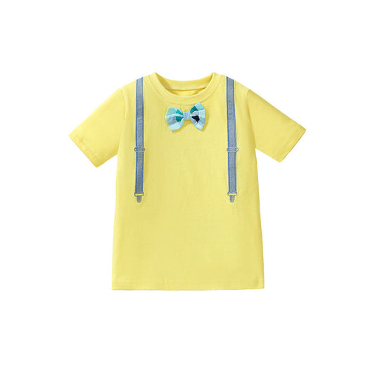 MyKids-USA® Kids’ Strap Cartoon Pattern Short Sleeves T-shirt in European and American Style for Summer
