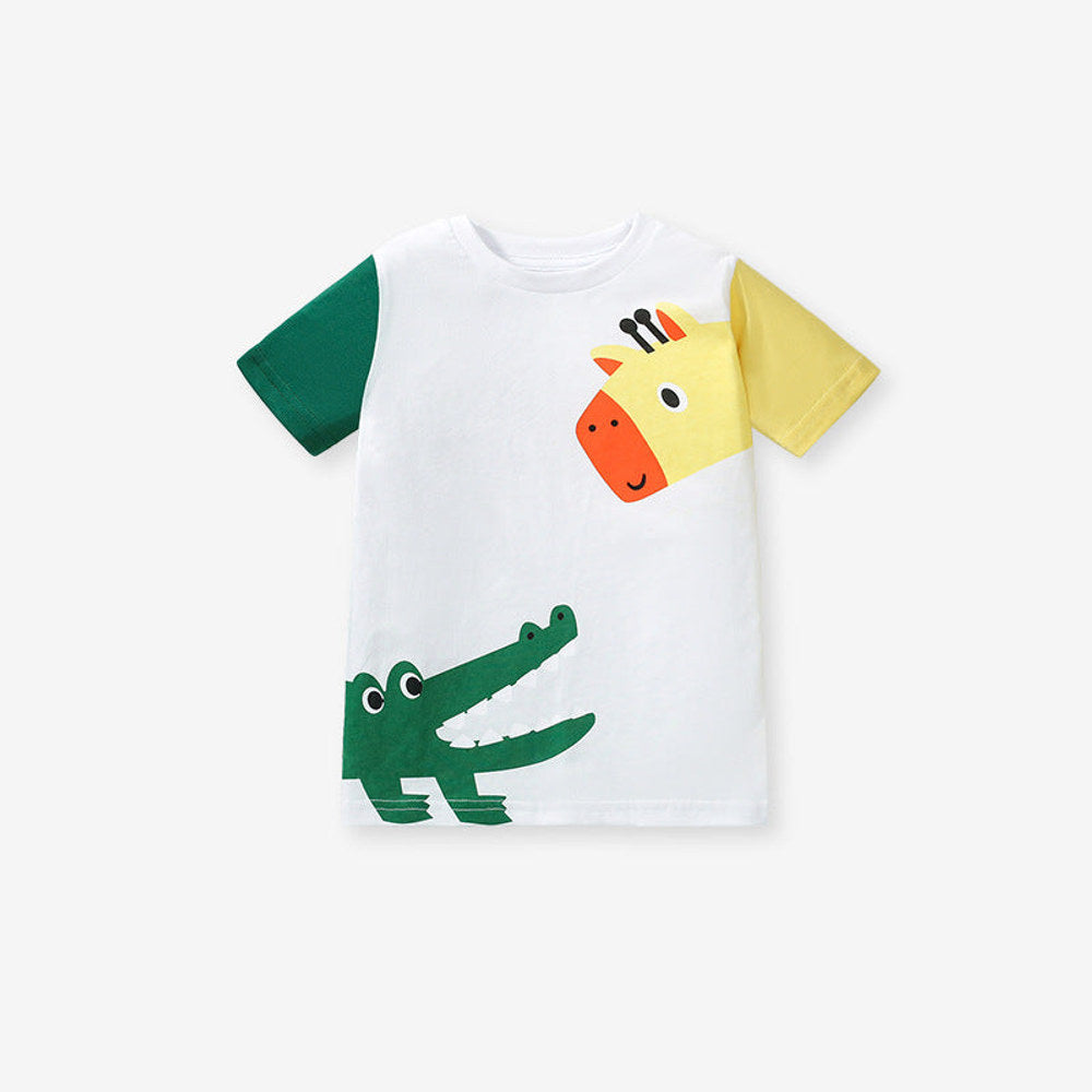 MyKids-USA® Kids’ Animals Cartoon Pattern Short Sleeves T-shirt in European and American Style