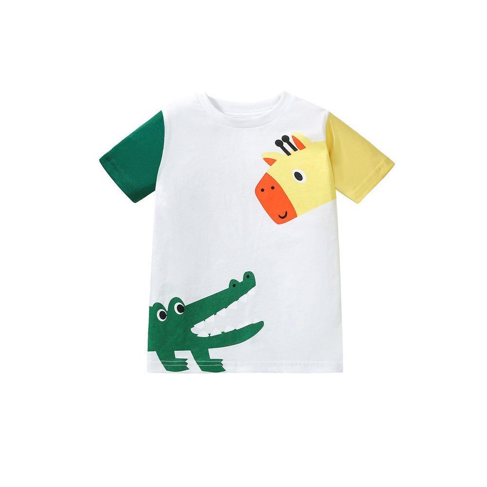 MyKids-USA® Kids’ Animals Cartoon Pattern Short Sleeves T-shirt in European and American Style