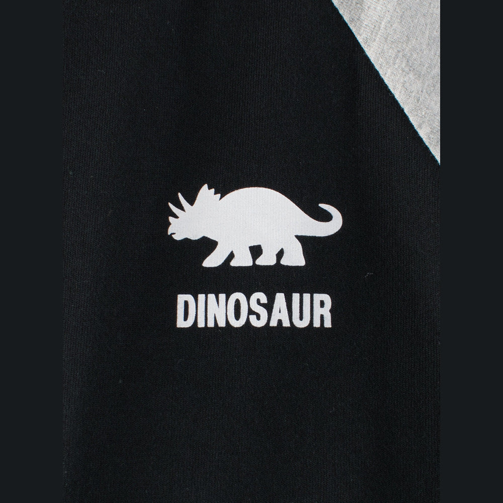 MyKids-USA® Kids Dinosaur Logo Crew Neck Long Sleeves Color Patchwork Top
