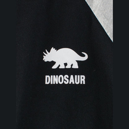 MyKids-USA® Kids Dinosaur Logo Crew Neck Long Sleeves Color Patchwork Top
