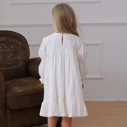 MyKids-USA® Vintage Flowers Embroidered Long-sleeved Dress for Stylish Girls