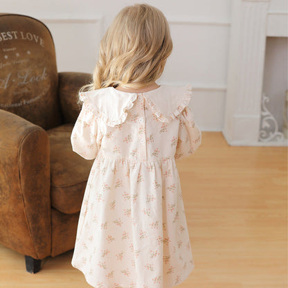 MyKids-USA® Flowers Pattern Long-sleeved Dress for Stylish Girls