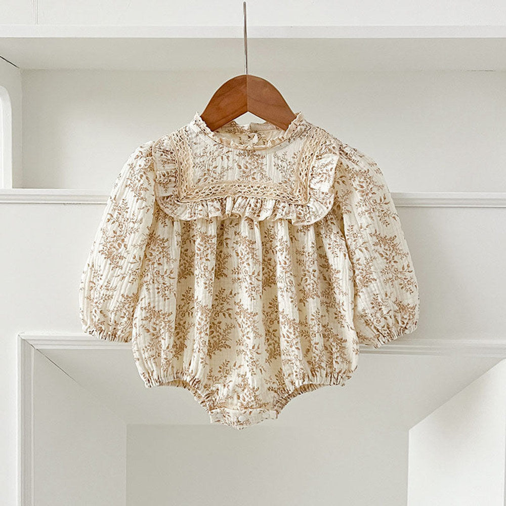 MyKids-USA® Baby Girls French-style Floral Long-sleeved bodysuit or Dress – Princess Sister Matching