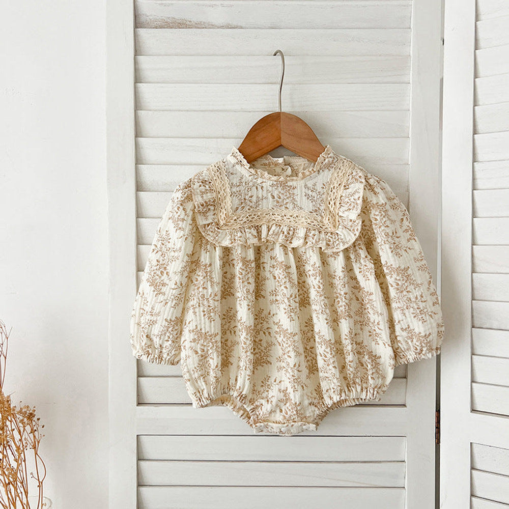 MyKids-USA® Baby Girls French-style Floral Long-sleeved bodysuit or Dress – Princess Sister Matching