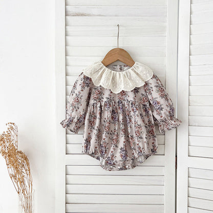 MyKids-USA® Baby Girls French-style Floral Printed Long-sleeved bodysuit or Dress – Princess Sister Matching