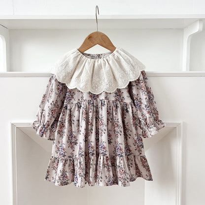 MyKids-USA® Baby Girls French-style Floral Printed Long-sleeved bodysuit or Dress – Princess Sister Matching