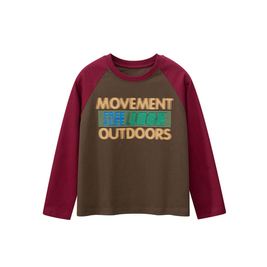 MyKids-USA® Kids Letters Pattern Crew Neck Long Sleeves Color Patchwork Top