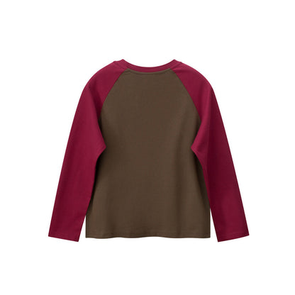 MyKids-USA® Kids Letters Pattern Crew Neck Long Sleeves Color Patchwork Top