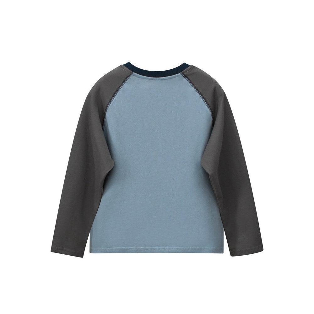 MyKids-USA® Kids Letters Pattern Crew Neck Long Sleeves Color Patchwork Top