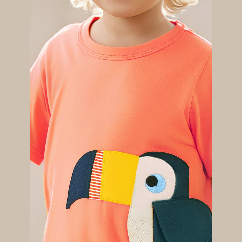 MyKids-USA® Kids’ Birds Cartoon Pattern Short Sleeves T-shirt in European and American Style