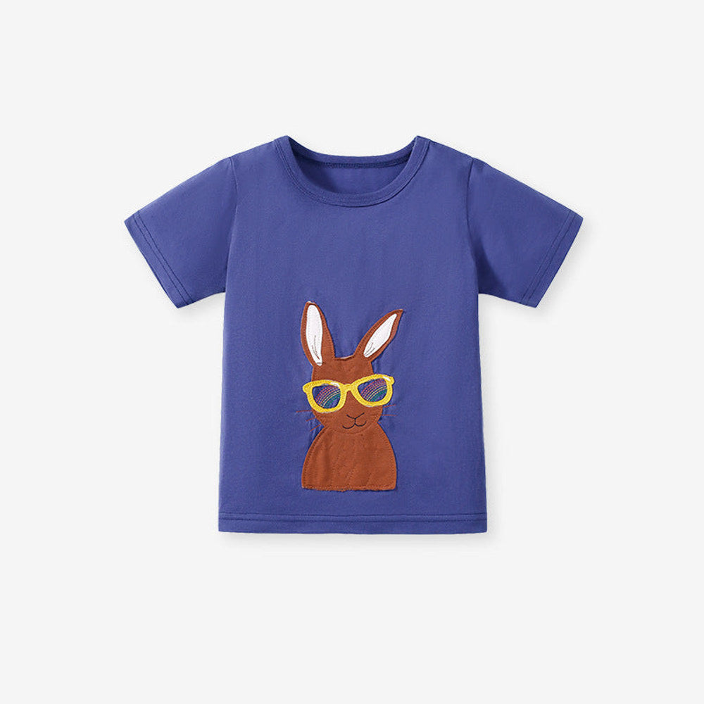 MyKids-USA® Kids’ Rabbits Cartoon Pattern Short Sleeves T-shirt in European and American Style for